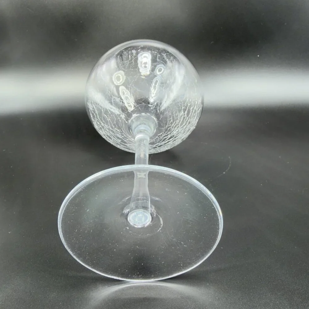 Pier 1 Reflections Balloon Clear Crackled‎ Glass Single Cup Stem Barware Glass